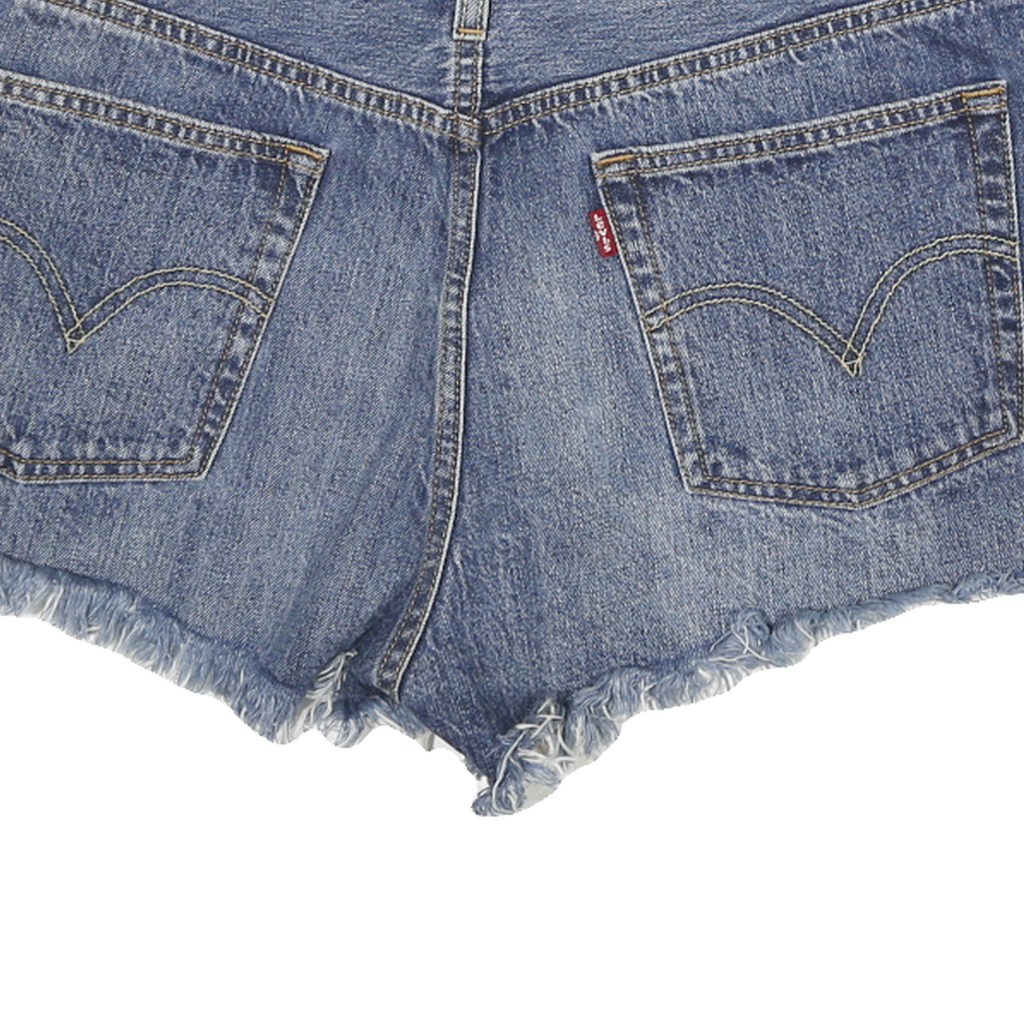 LEVI'S Womens Denim Blue Casual Shorts L W32 Frayed Hem