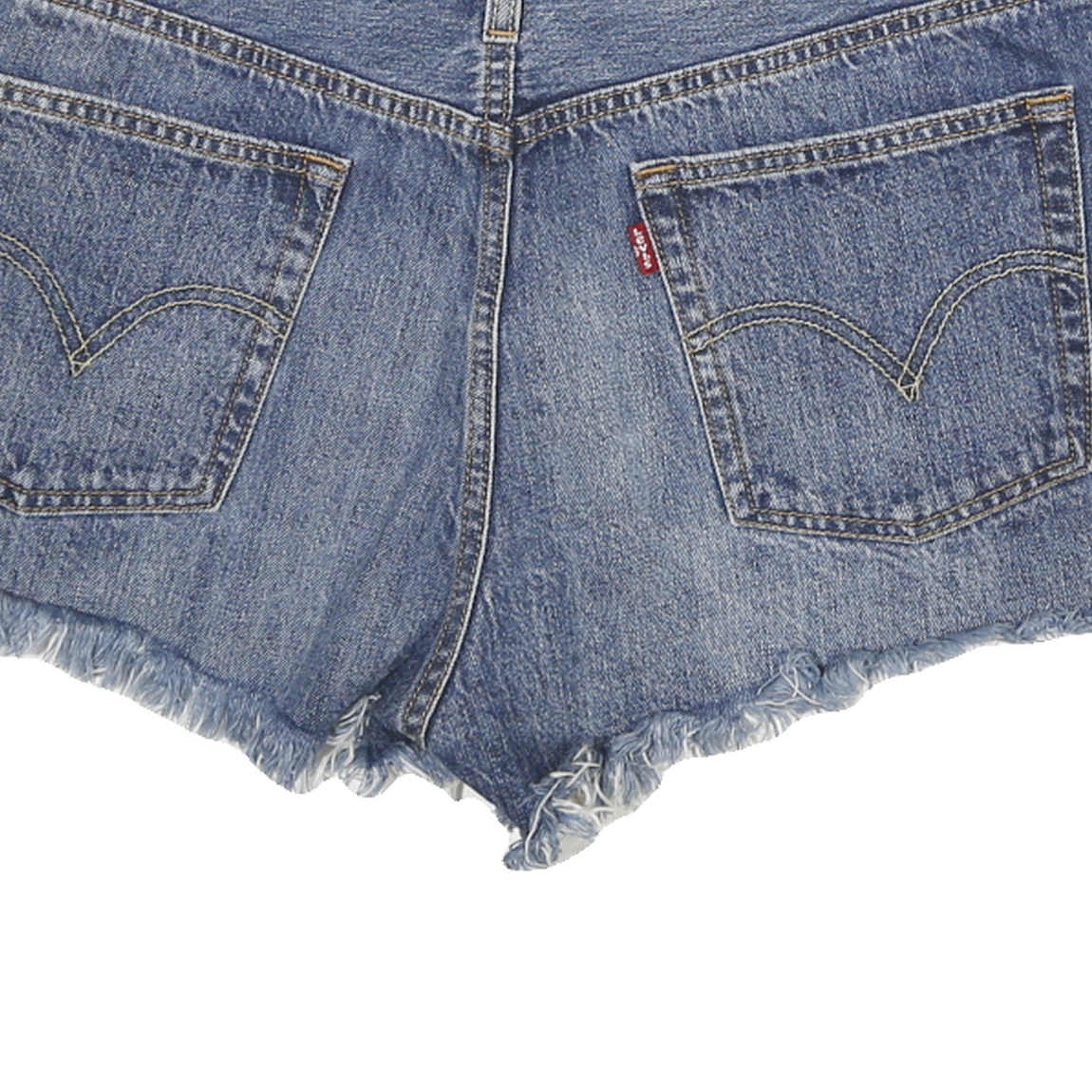 LEVI'S Womens Denim Blue Casual Shorts L W32 Frayed Hem