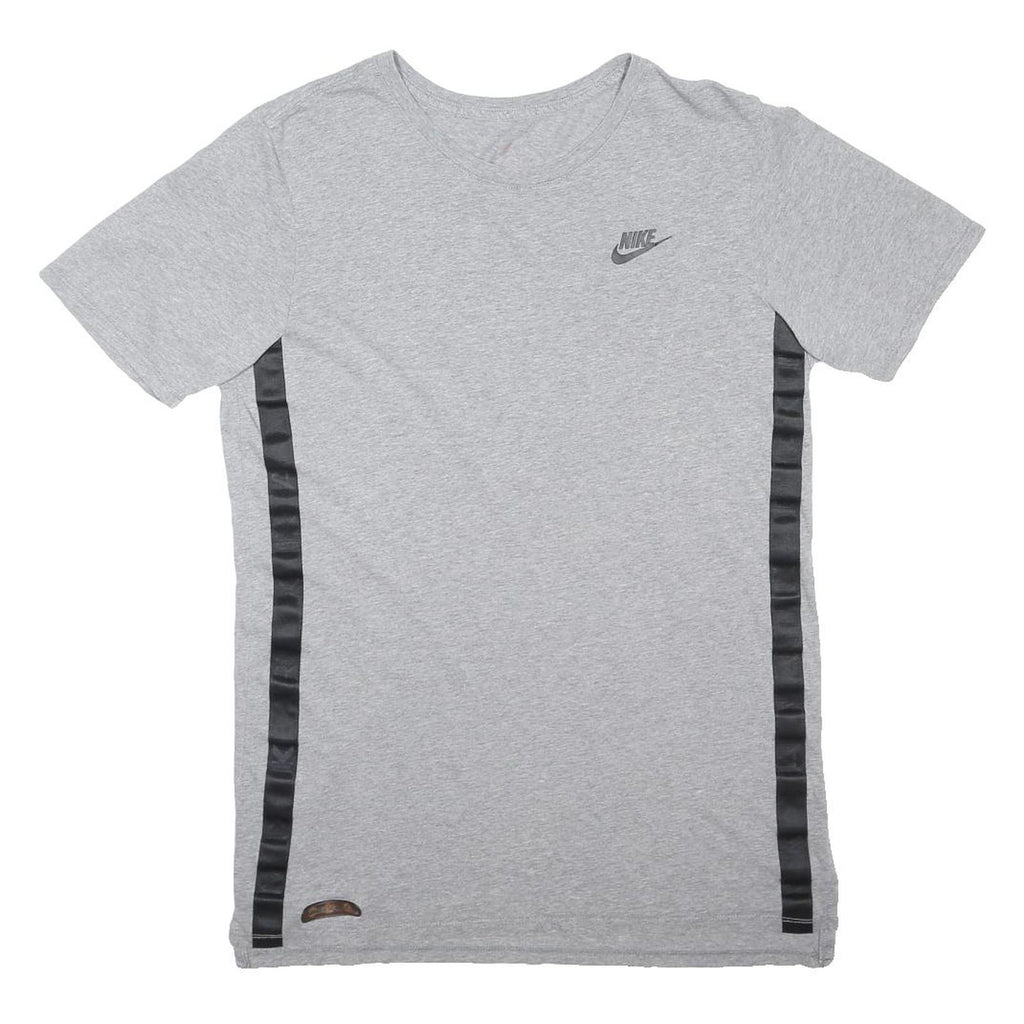 NIKE Mens Grey & Black Cotton Blend Short Sleeve V-Neck T-Shirt S Casual