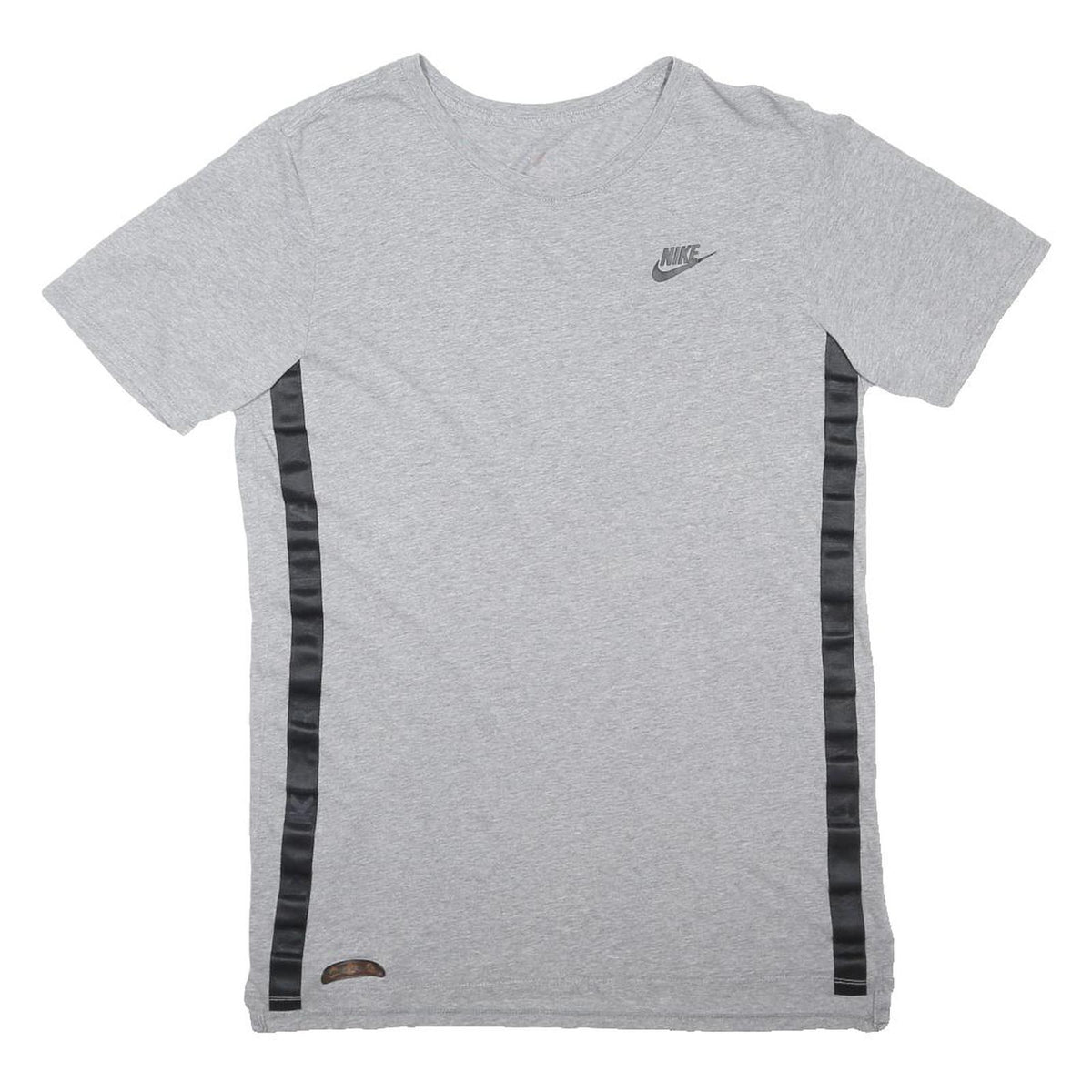 NIKE Mens Grey & Black Cotton Blend Short Sleeve V-Neck T-Shirt S Casual