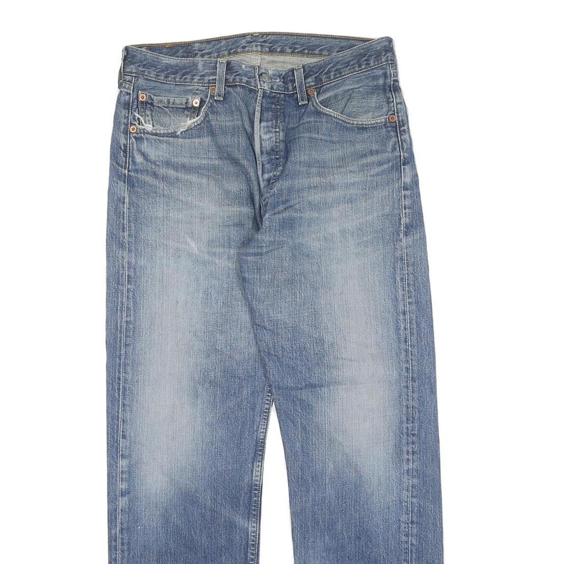 LEVI'S 501 Mens Jeans Blue Regular Straight Denim Medium W32 L30 Classic Fit