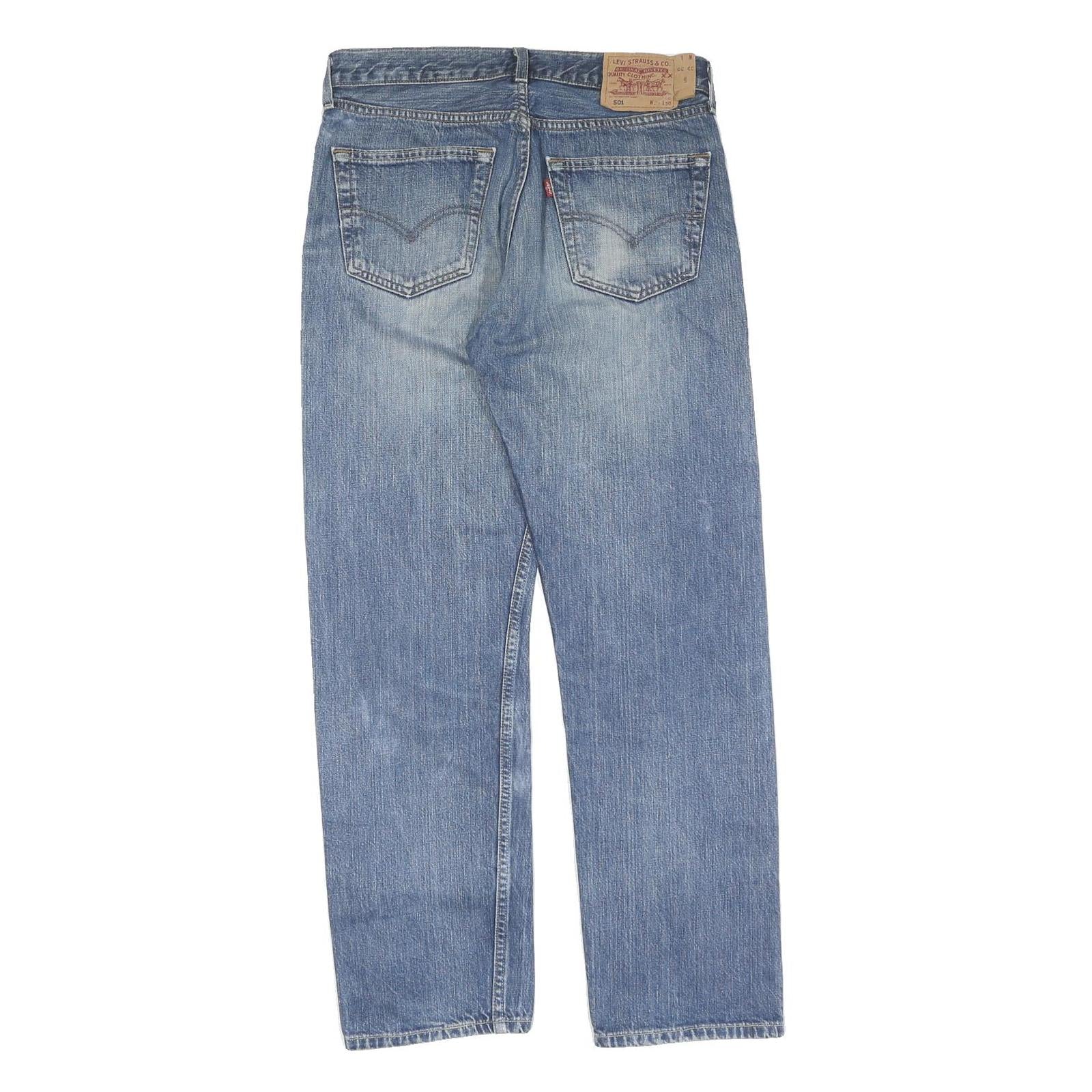 LEVI'S 501 Mens Jeans Blue Regular Straight Denim Medium W32 L30 Classic Fit