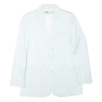 ZARA Womens White Blazer Jacket XS Faux Silk Plain Button Closure Tailored