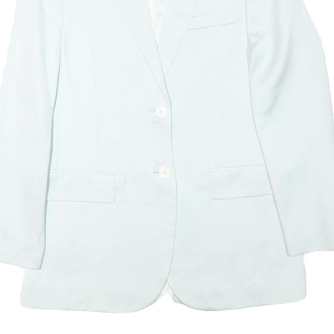 ZARA Womens White Blazer Jacket XS Faux Silk Plain Button Closure Tailored
