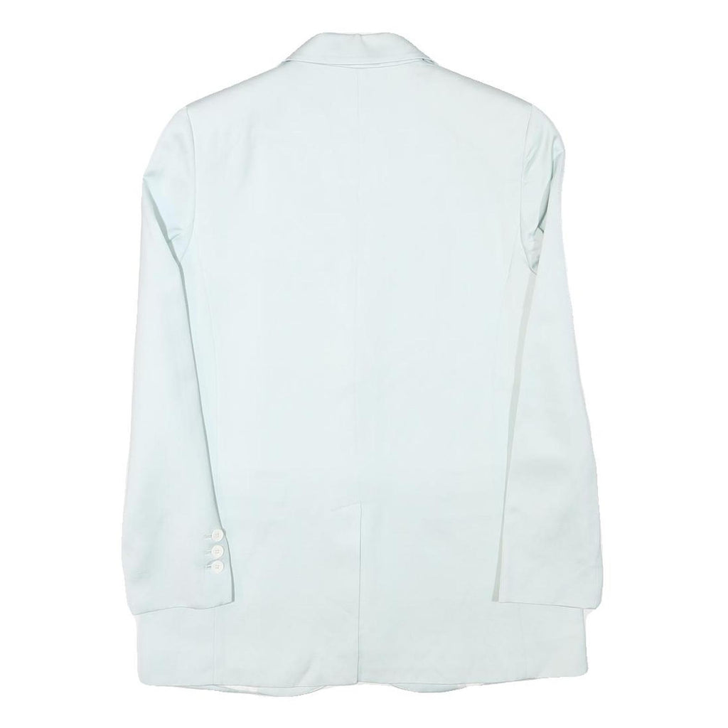 ZARA Womens White Blazer Jacket XS Faux Silk Plain Button Closure Tailored