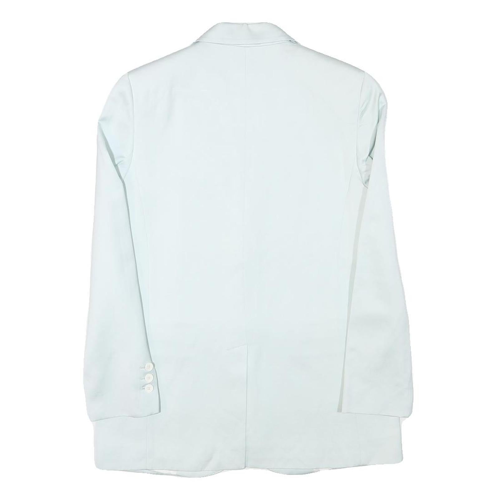 ZARA Womens White Blazer Jacket XS Faux Silk Plain Button Closure Tailored