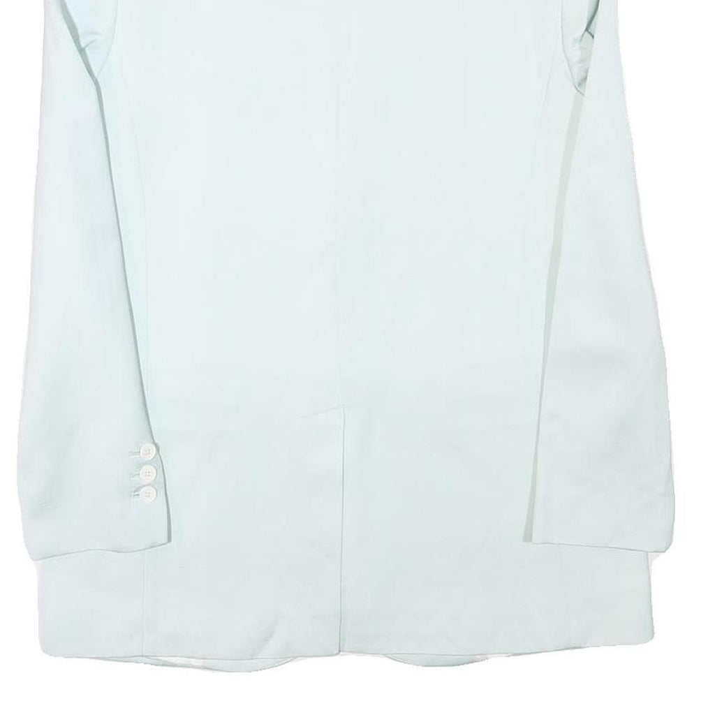 ZARA Womens White Blazer Jacket XS Faux Silk Plain Button Closure Tailored