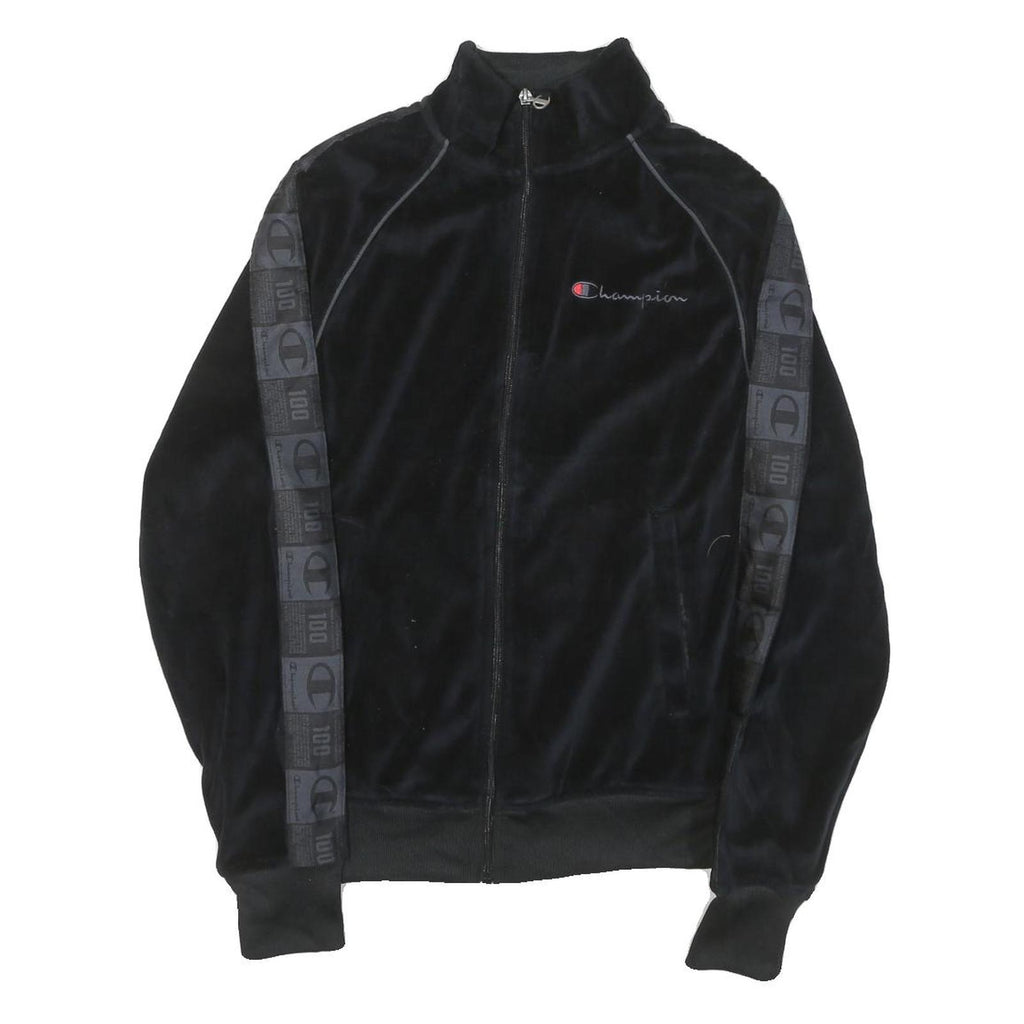 CHAMPION Mens Black Track Jacket S Polyester Blend Plain Zip Casual Sportswear