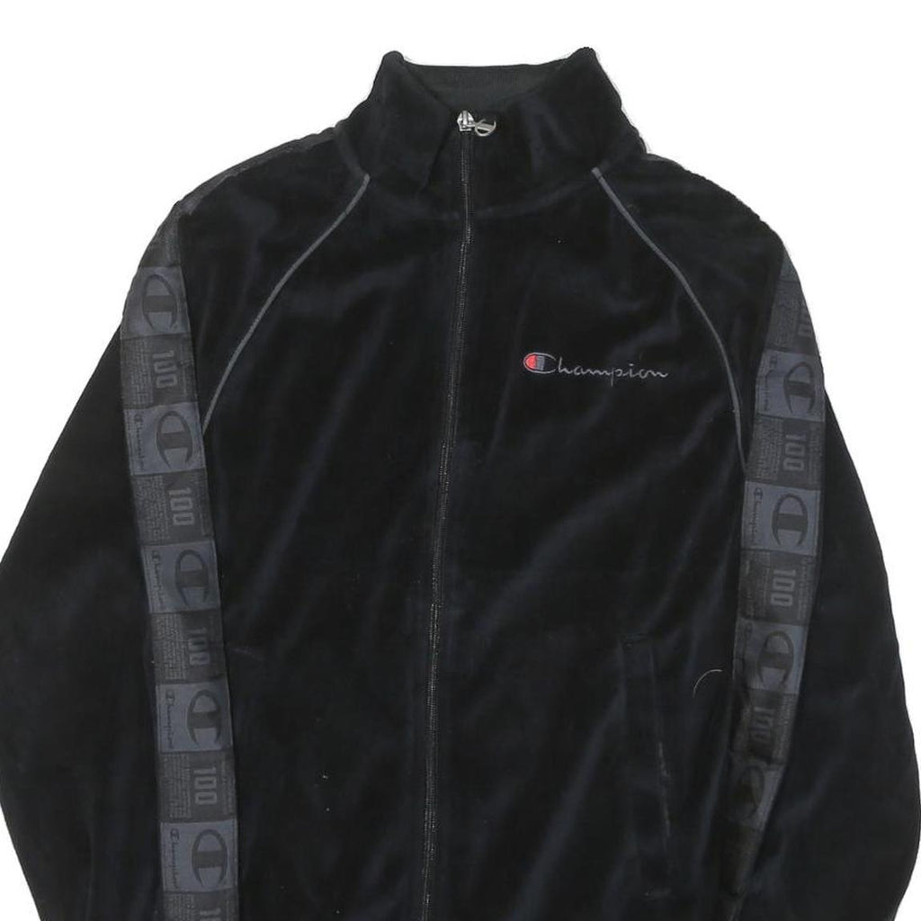 CHAMPION Mens Black Track Jacket S Polyester Blend Plain Zip Casual Sportswear