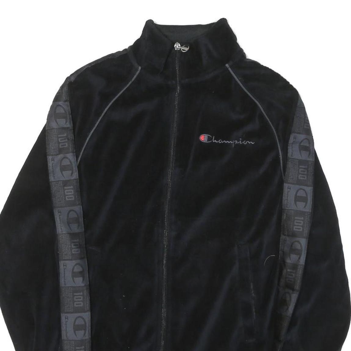 CHAMPION Mens Black Track Jacket S Polyester Blend Plain Zip Casual Sportswear