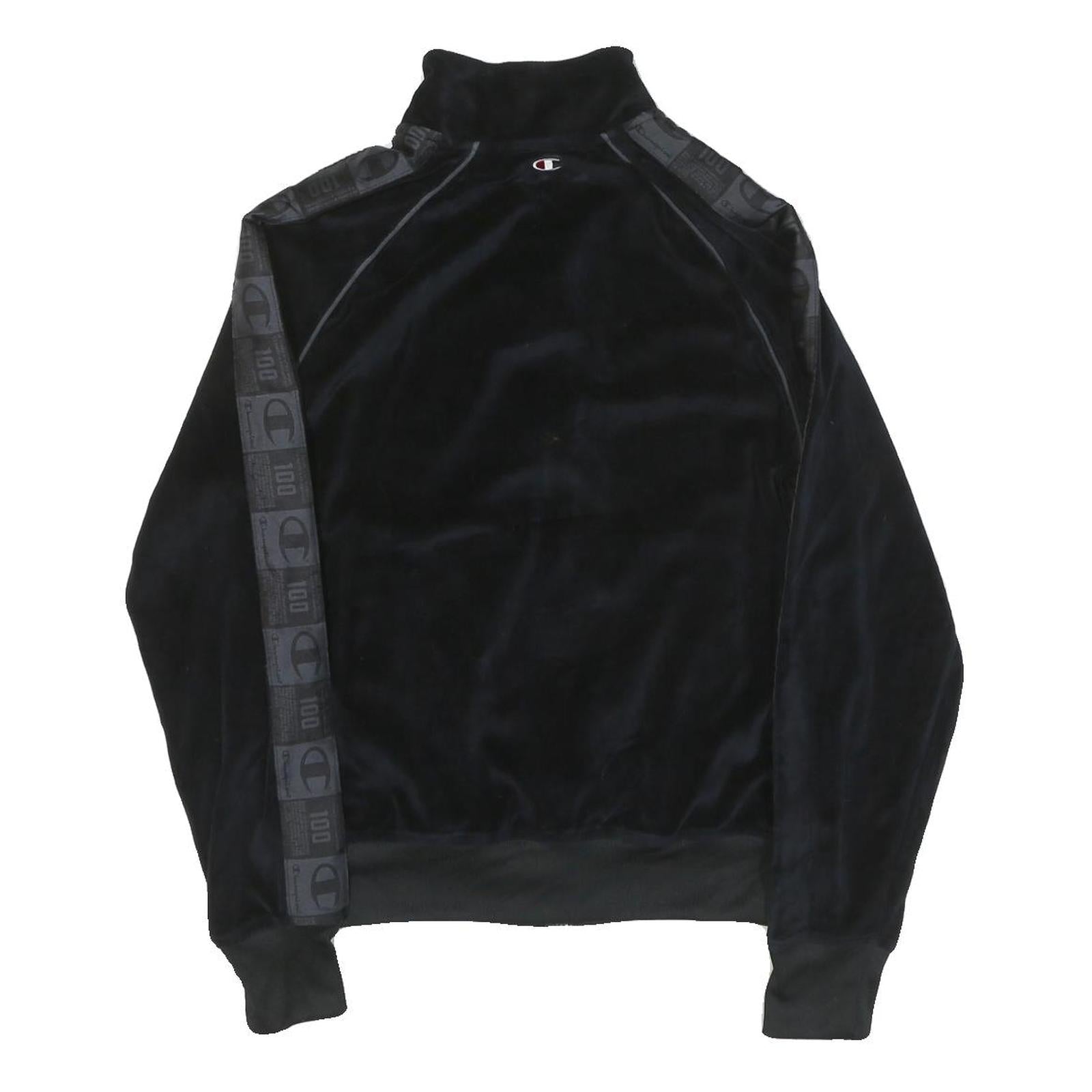 CHAMPION Mens Black Track Jacket S Polyester Blend Plain Zip Casual Sportswear