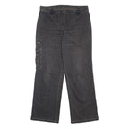 Womens Loose Fit Black Denim Jeans W36 L32 Cargo Style Cotton Blend Zip Closure