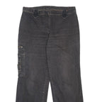 Womens Loose Fit Black Denim Jeans W36 L32 Cargo Style Cotton Blend Zip Closure