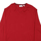 CALVIN KLEIN Mens Red Plain V Neck Jumper Basic Knit 2XL Wool Comfortable