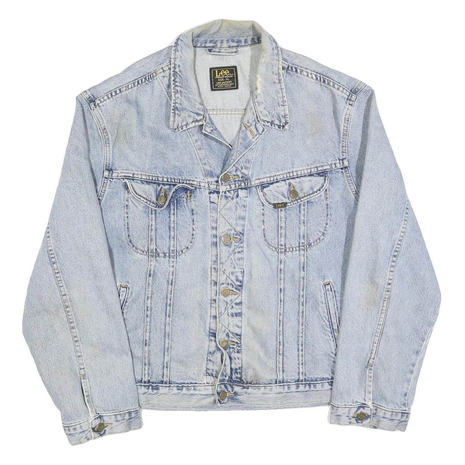 LEE Mens Blue Denim Cotton Jacket XL Woven Classic Button Closure Vintage