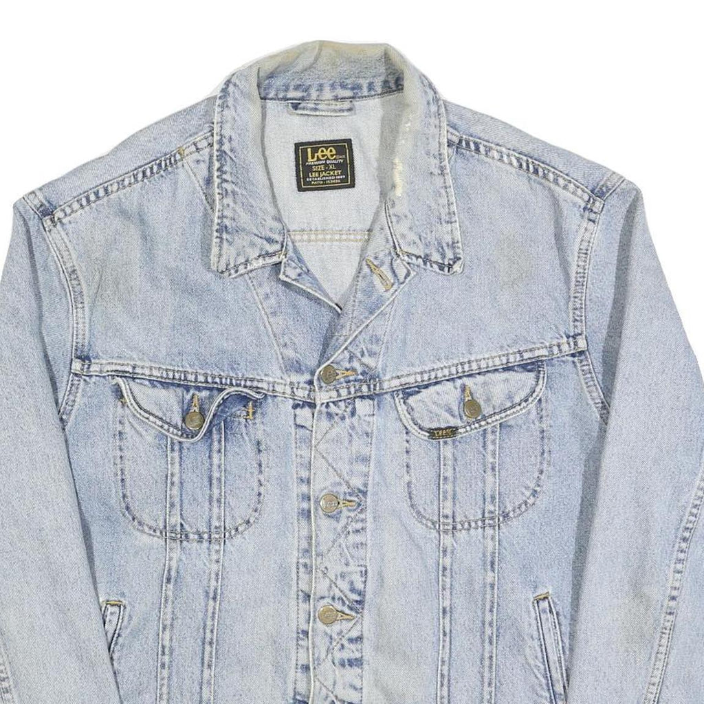 LEE Mens Blue Denim Cotton Jacket XL Woven Classic Button Closure Vintage