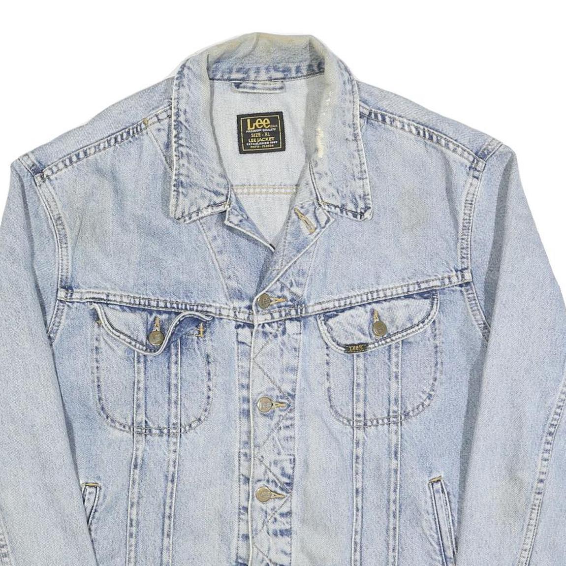 LEE Mens Blue Denim Cotton Jacket XL Woven Classic Button Closure Vintage