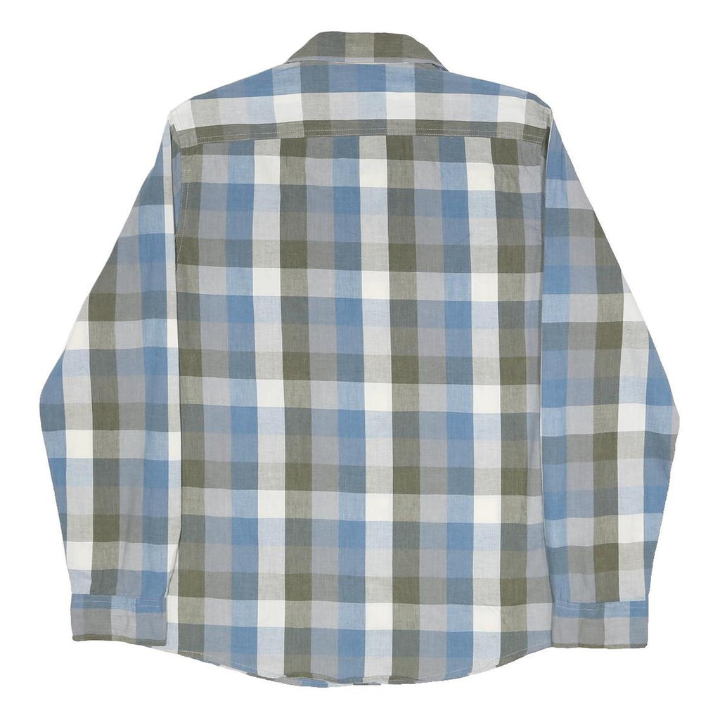 LEE Mens Blue & Grey Check Shirt M Cotton Blend Casual Long Sleeve Button Front