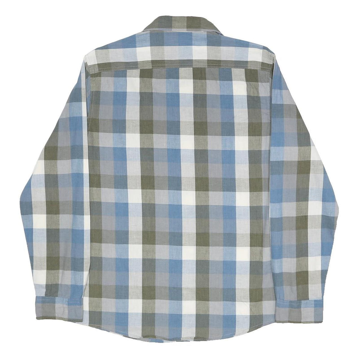 LEE Mens Blue & Grey Check Shirt M Cotton Blend Casual Long Sleeve Button Front