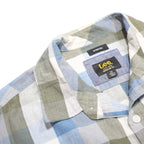 LEE Mens Blue & Grey Check Shirt M Cotton Blend Casual Long Sleeve Button Front