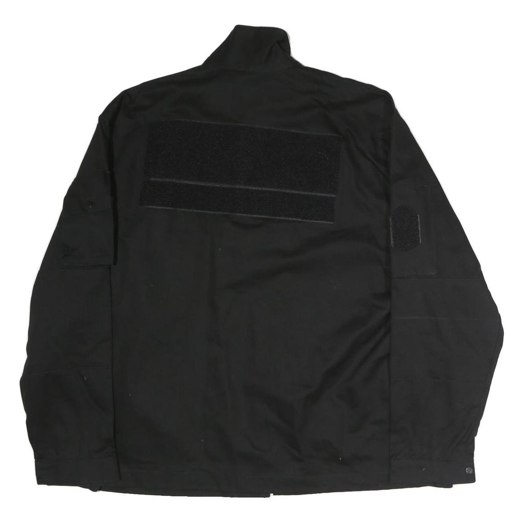 Mens Black Cotton Zip Jacket XL Plain Tactical Workwear Utility Pocket