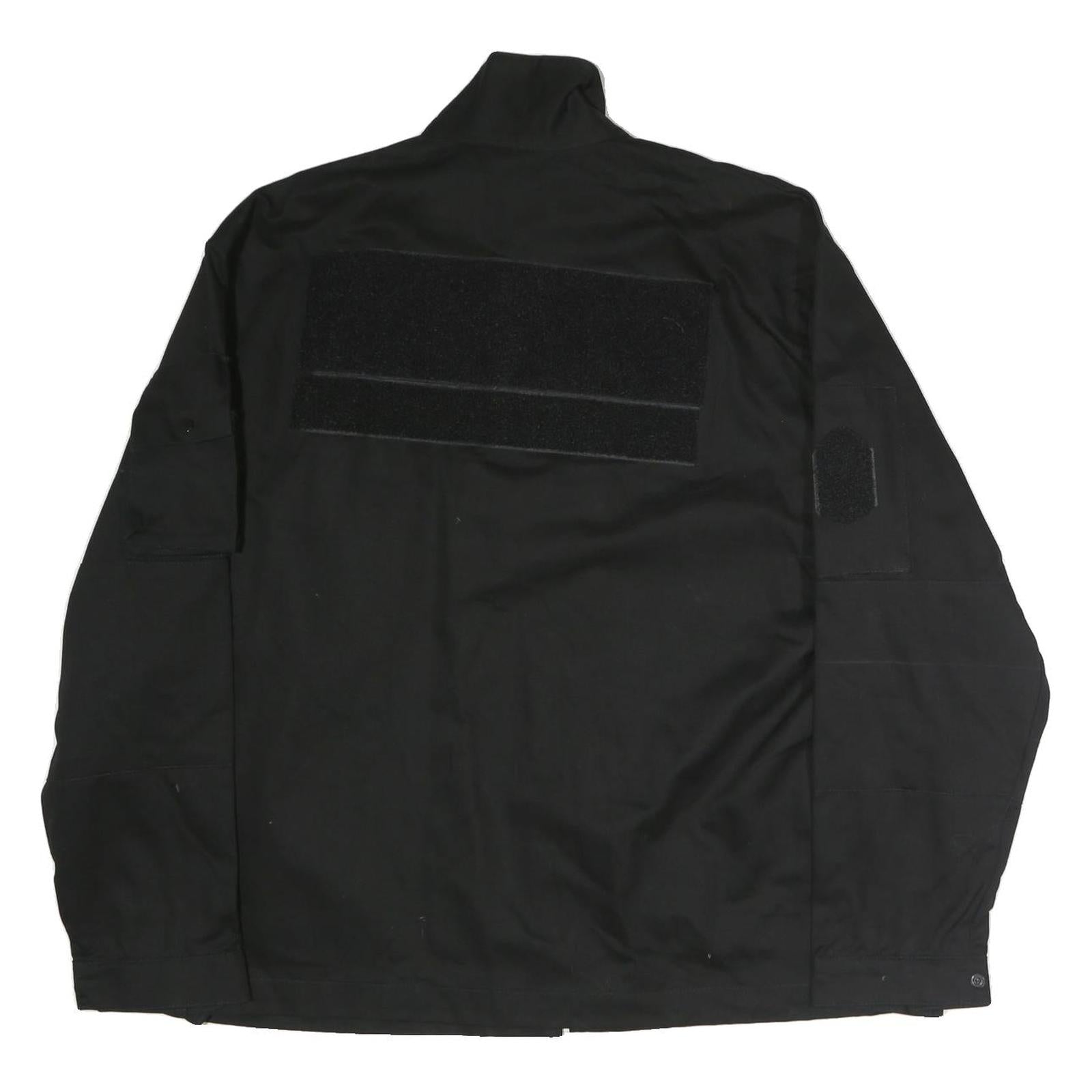 Mens Black Cotton Zip Jacket XL Plain Tactical Workwear Utility Pocket