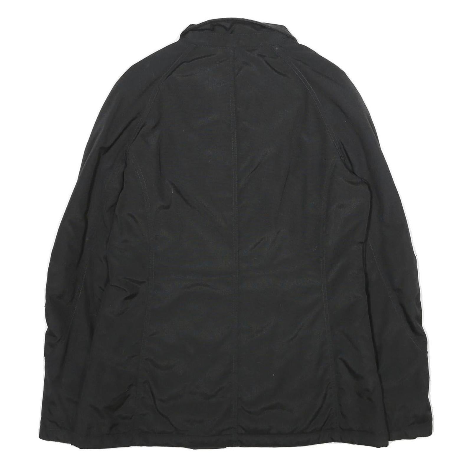 WOOLRICH Womens Black Nylon Jacket L Zip Plain Stylish Comfortable