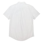 TOMMY HILFIGER Mens White & Cream Cotton Blend Shirt L Button Down Short Sleeve