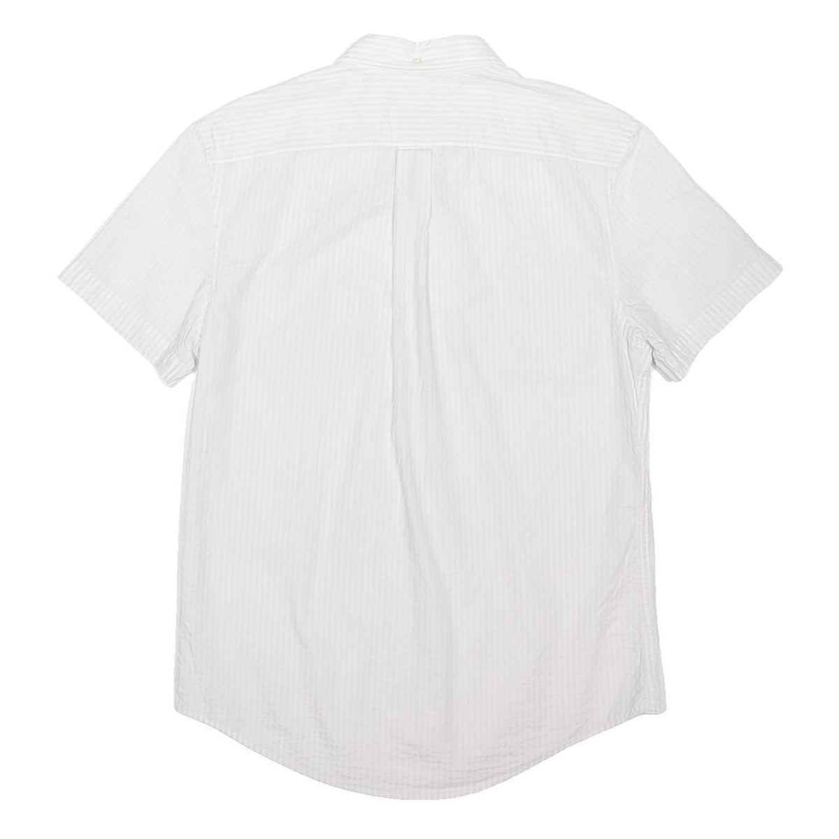 TOMMY HILFIGER Mens White & Cream Cotton Blend Shirt L Button Down Short Sleeve