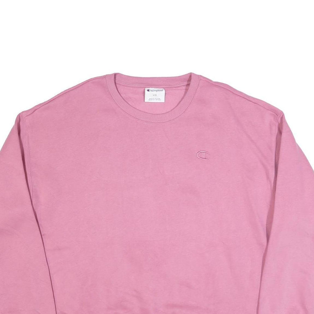 CHAMPION Womens Pink Crew Neck L Cotton Blend Sweatshirt Casual Essential