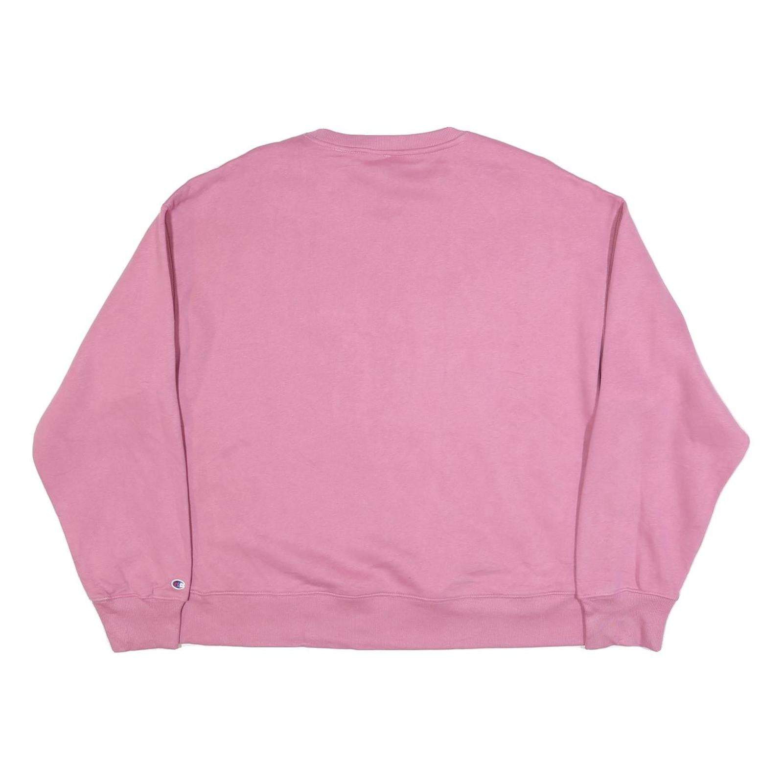 CHAMPION Womens Pink Crew Neck L Cotton Blend Sweatshirt Casual Essential