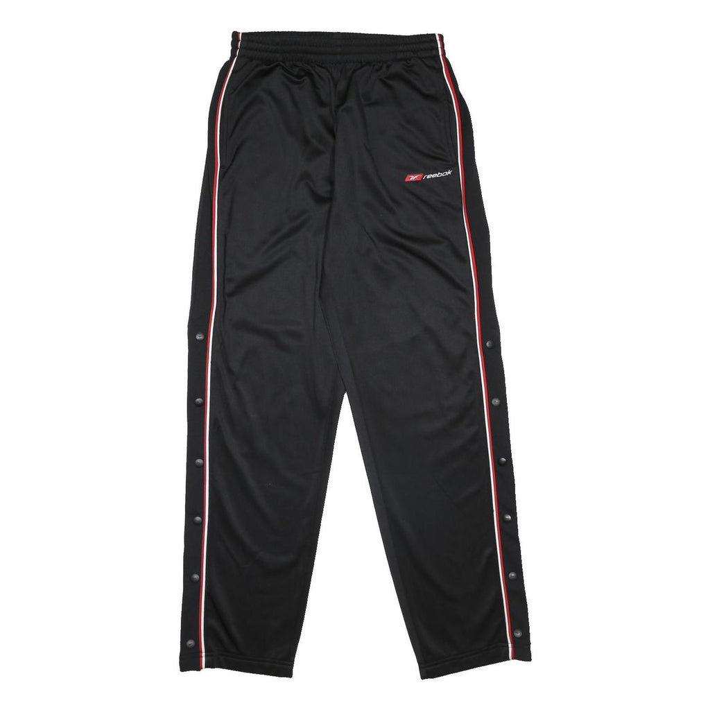 REEBOK Mens Joggers Black & Red Slim Tapered S W26 L30 Snap Button Sportswear