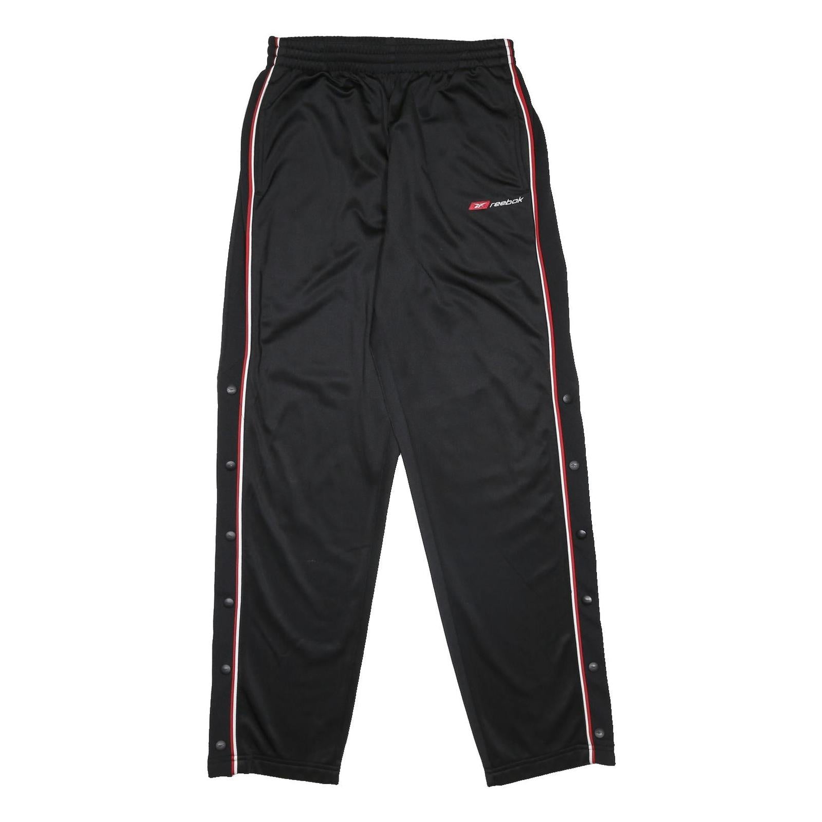 REEBOK Mens Joggers Black & Red Slim Tapered S W26 L30 Snap Button Sportswear