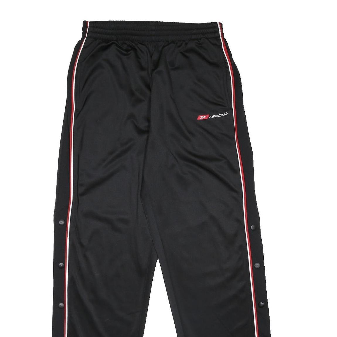 REEBOK Mens Joggers Black & Red Slim Tapered S W26 L30 Snap Button Sportswear