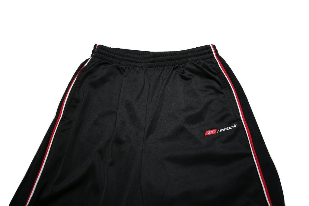 REEBOK Mens Joggers Black & Red Slim Tapered S W26 L30 Snap Button Sportswear
