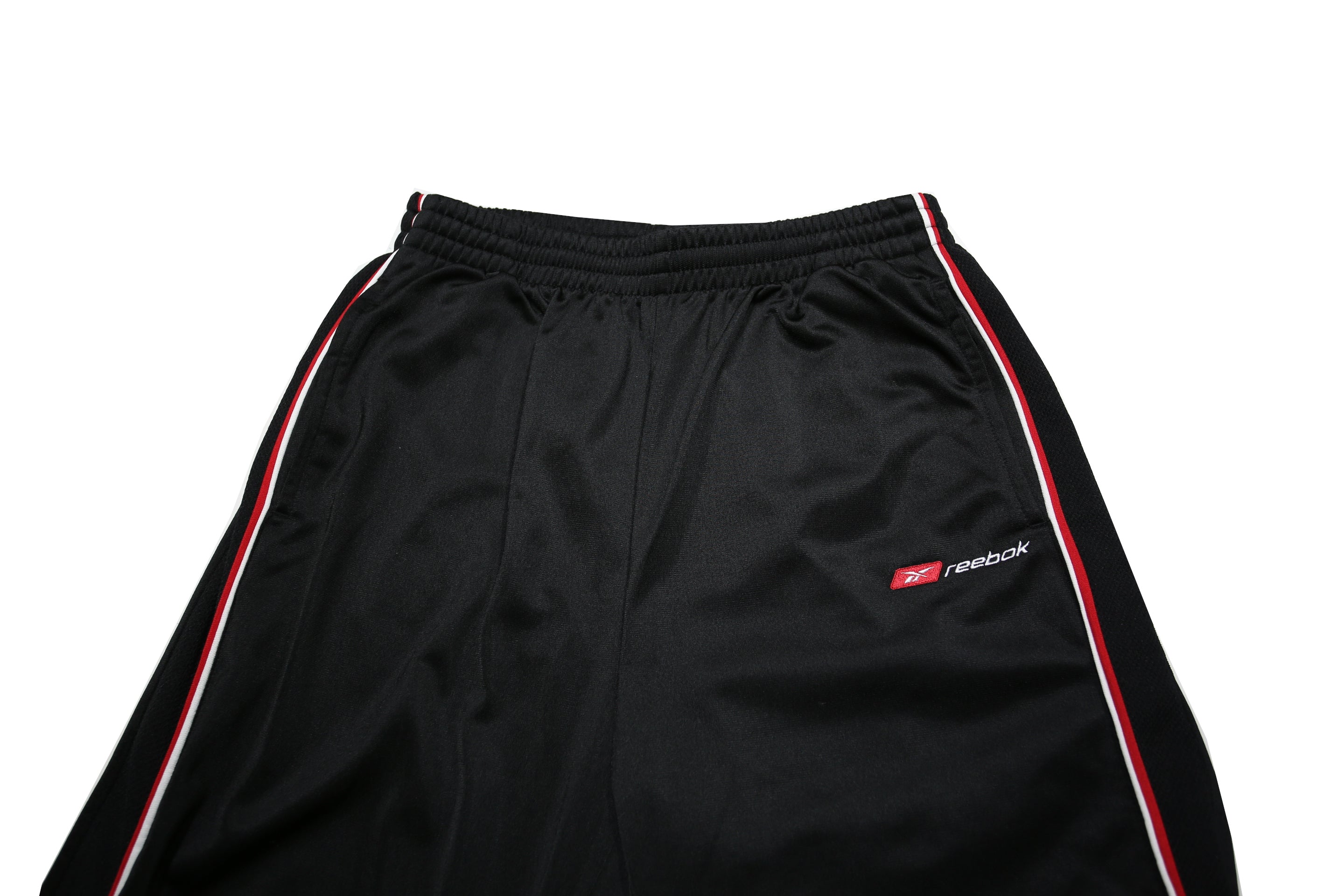 REEBOK Mens Joggers Black & Red Slim Tapered S W26 L30 Snap Button Sportswear