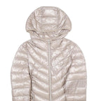 CALVIN KLEIN Womens Beige Lightweight Puffer Nylon Jacket XS Hooded Zip