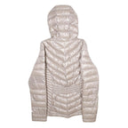 CALVIN KLEIN Womens Beige Lightweight Puffer Nylon Jacket XS Hooded Zip