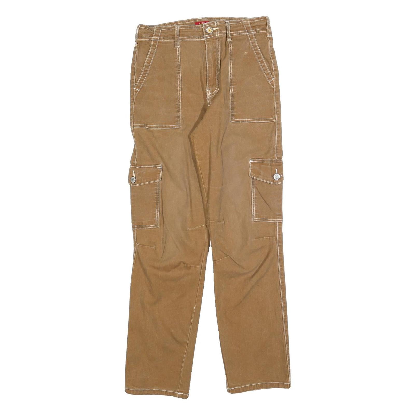 DICKIES Womens Cotton Blend Slim Beige Cargo Trousers W28 L28 Workwear Style
