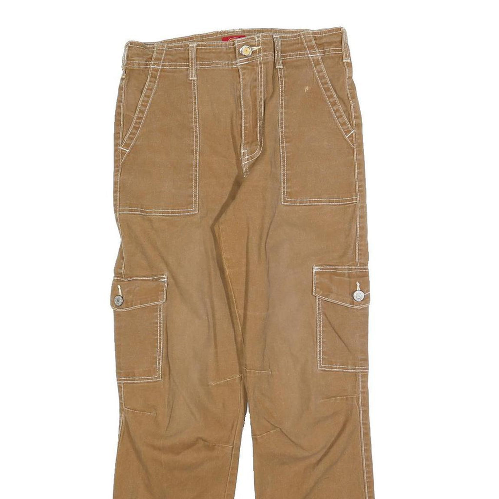 DICKIES Womens Cotton Blend Slim Beige Cargo Trousers W28 L28 Workwear Style
