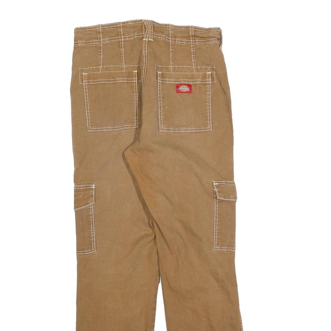 DICKIES Womens Cotton Blend Slim Beige Cargo Trousers W28 L28 Workwear Style