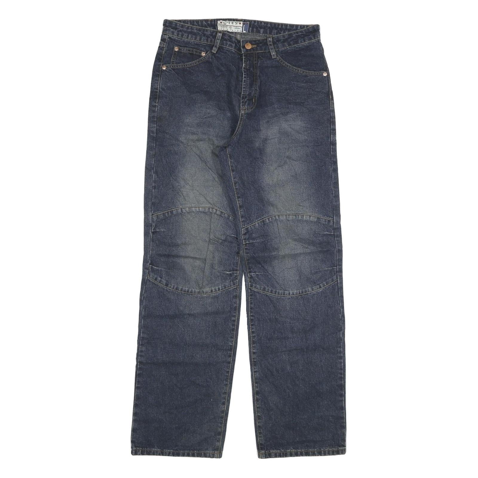 CIEN Mens Regular Fit Straight Leg Denim Dark W30 L32 Zip Cotton Blend Jeans