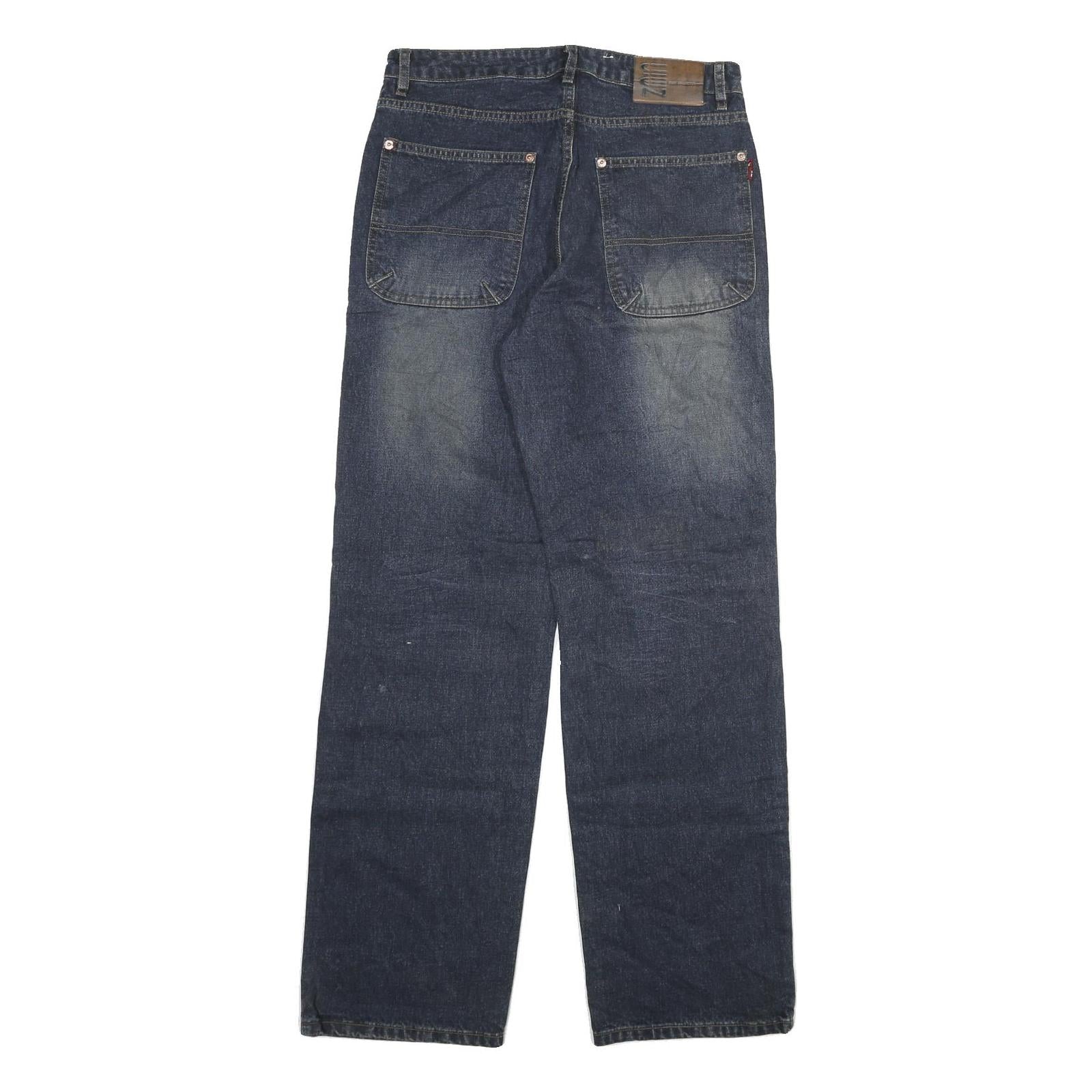 CIEN Mens Regular Fit Straight Leg Denim Dark W30 L32 Zip Cotton Blend Jeans