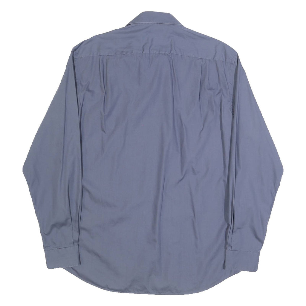 BOSS HUGO BOSS Mens Blue Plain Shirt M Cotton Long Sleeve Button Collar Regular