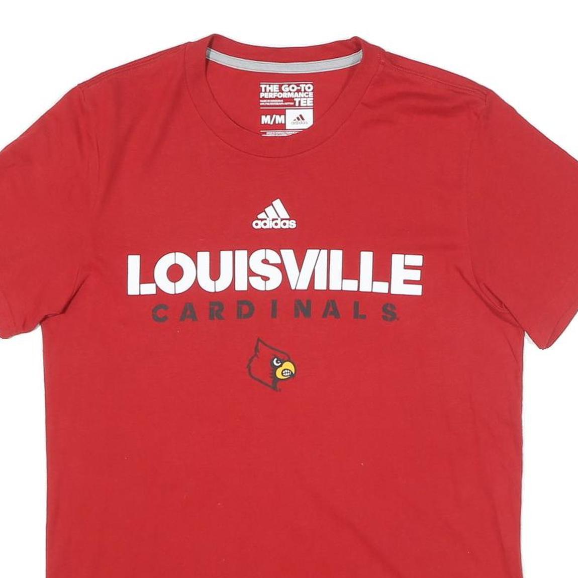 ADIDAS Mens Red Louisville Cardinals Graphic T-Shirt M Short Sleeve Crew Neck