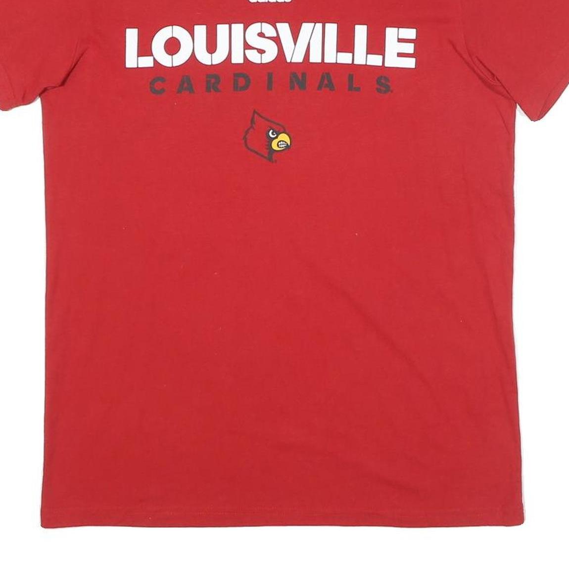 ADIDAS Mens Red Louisville Cardinals Graphic T-Shirt M Short Sleeve Crew Neck