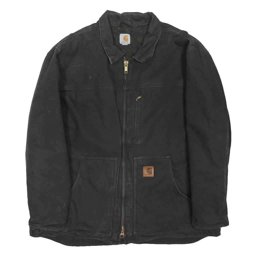 CARHARTT C61 Ridge Mens Black Workwear Jacket XL Cotton Blend Zip Classic