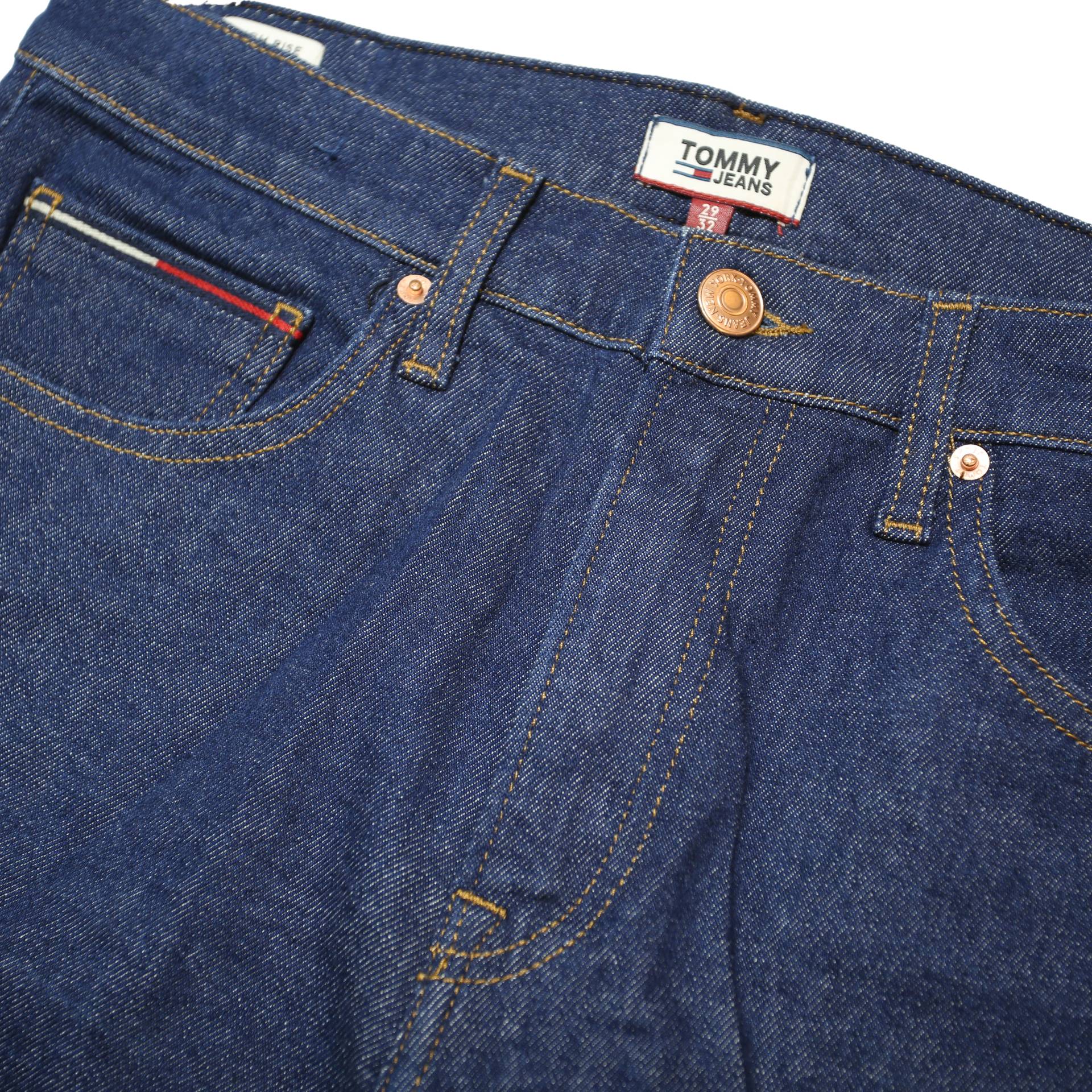 TOMMY JEANS Womens Jeans Blue Slim Skinny Denim Raw W29 L27 Classic Zip
