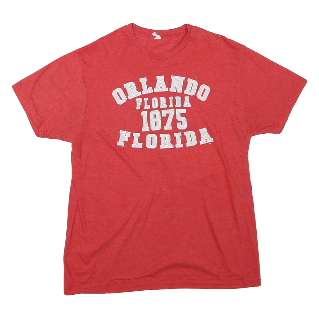 Mens Red Orlando Florida 1875 Graphic T-Shirt M Short Sleeve Crew Neck Casual