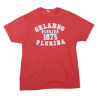Mens Red Orlando Florida 1875 Graphic T-Shirt M Short Sleeve Crew Neck Casual